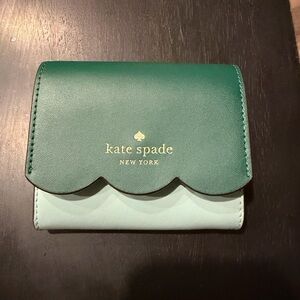 Kate Spade Teal and Light Green Scalloped Wallet